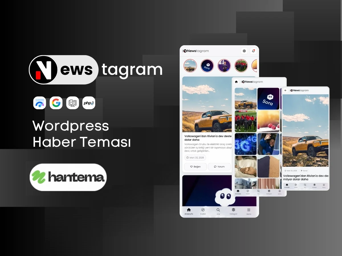 Newstagram ( İnstagram Benzeri ) WordPress Haber Teması WordPress tema görseli - HanTema