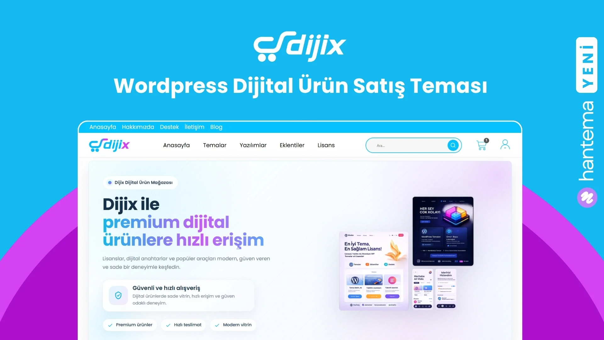 WordPress Dijital Ürün Satış Teması WordPress tema görseli - HanTema