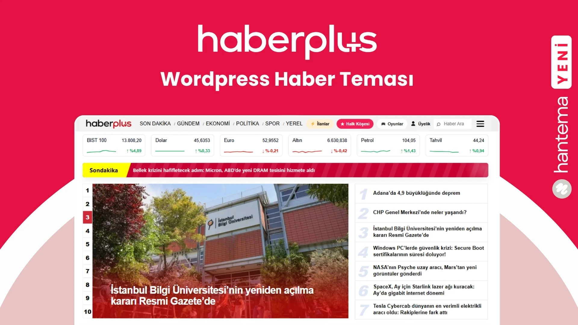 HaberPlus – Modern WordPress Haber Teması WordPress tema görseli - HanTema