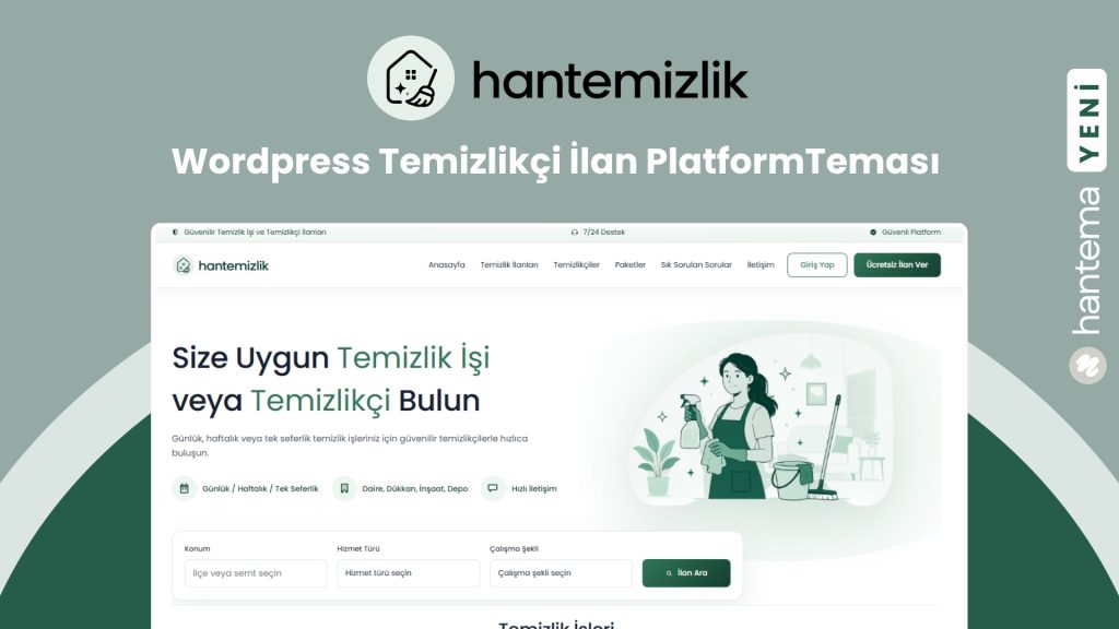 Wordpress Temizlik İşi ve Temizlikçi İlan  Teması