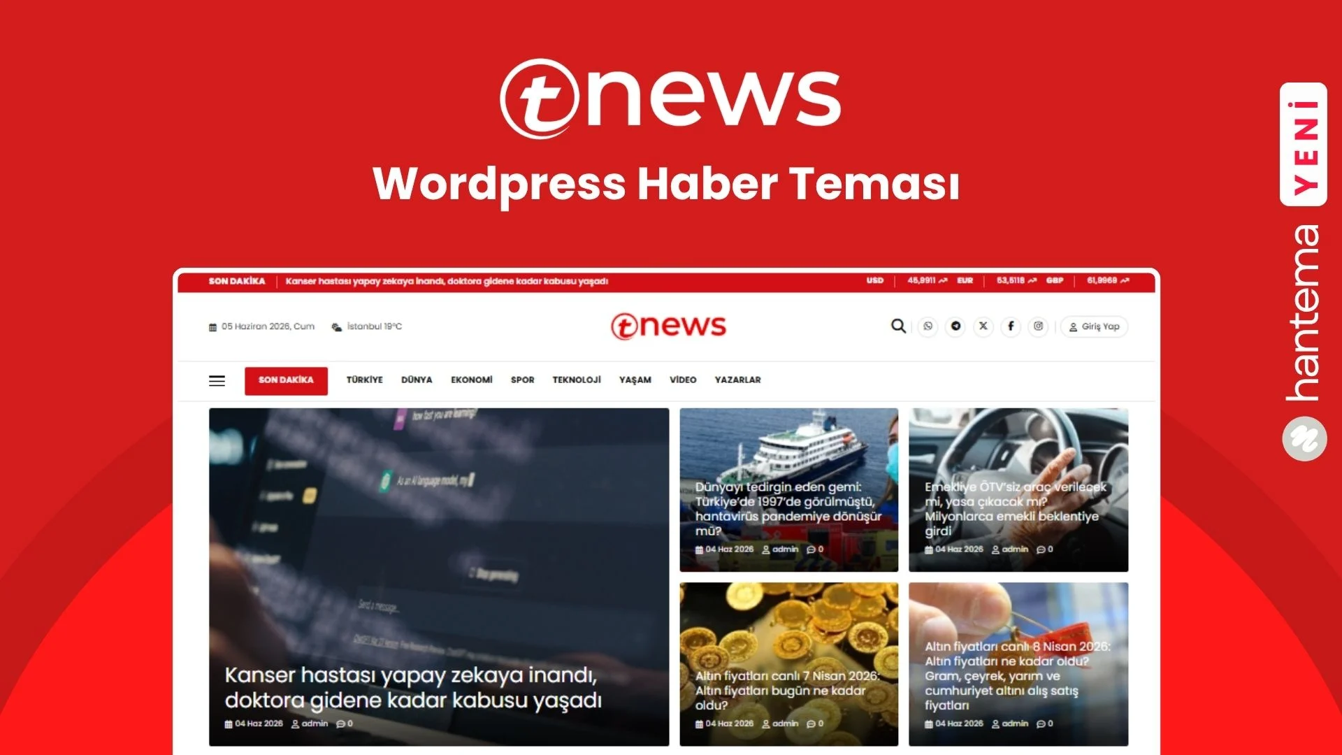 Tnews WordPress Haber Teması WordPress tema görseli - HanTema