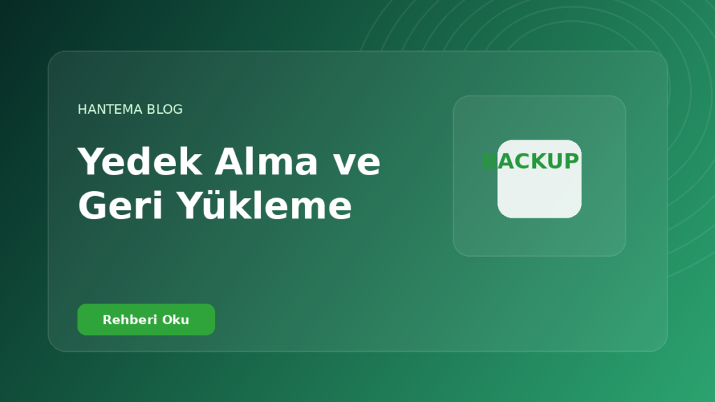 Yedek Alma ve Geri Yükleme