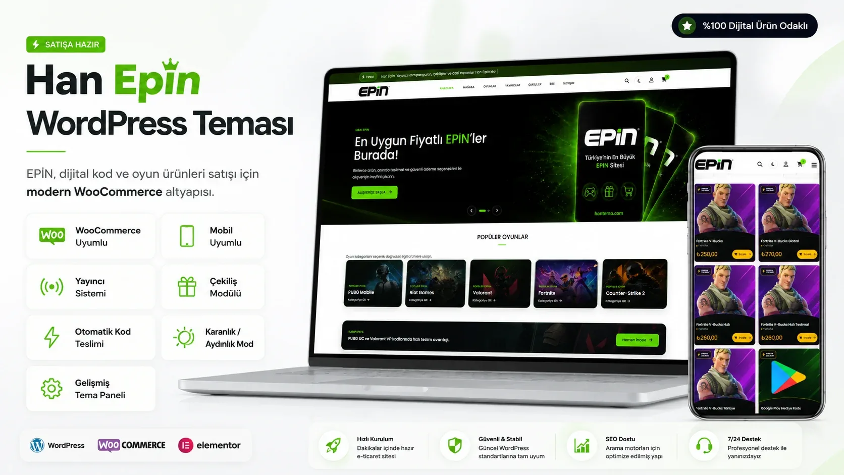 Profesyonel WordPress EPİN & Dijital Kod Satış Teması | Yayıncı & Çekiliş Sistemi